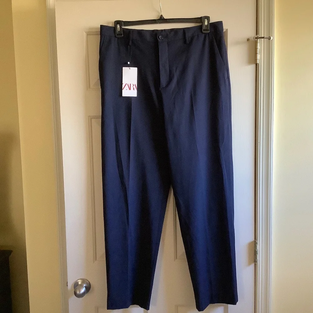 ZARA Suit Pants Slacks Navy Blue SZ 34/31